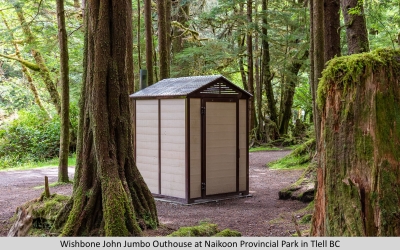 Wishbone John Jumbo Outhouse at Naikoon Provincial Park  in Tlell BC